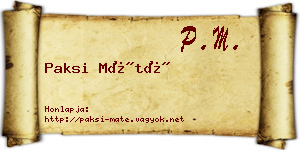 Paksi Máté névjegykártya