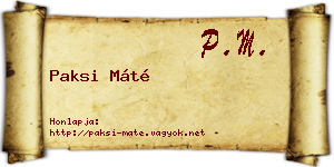 Paksi Máté névjegykártya